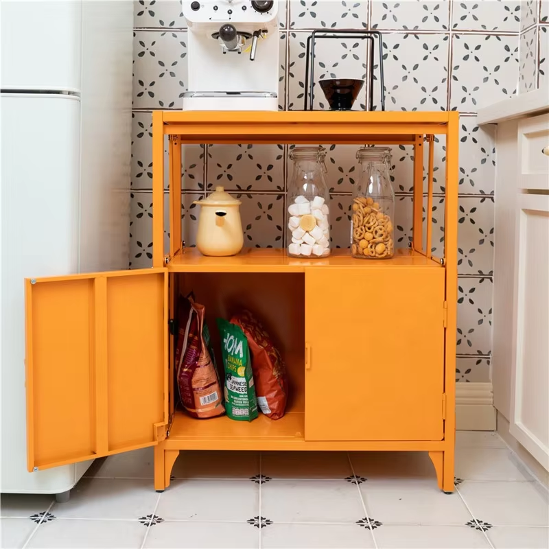Foldable Steel Storage Furniture with Wheels Living Room Metal Side Table Kitchen Metal Cabinets Home & Cafe Use Sofa Side Table
