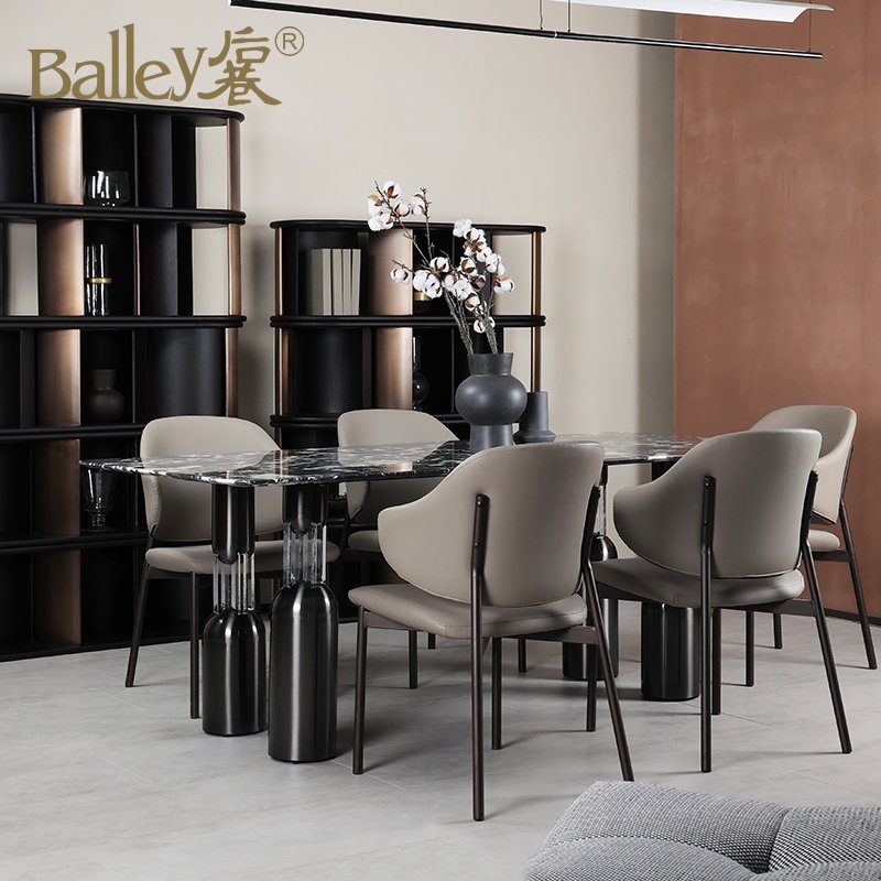 Dining table Dining Chair High Quality luxury Marble Restaurant stone Dining Table and Acrylic Nordic Modern table