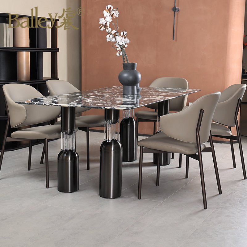Dining table Dining Chair High Quality luxury Marble Restaurant stone Dining Table and Acrylic Nordic Modern table