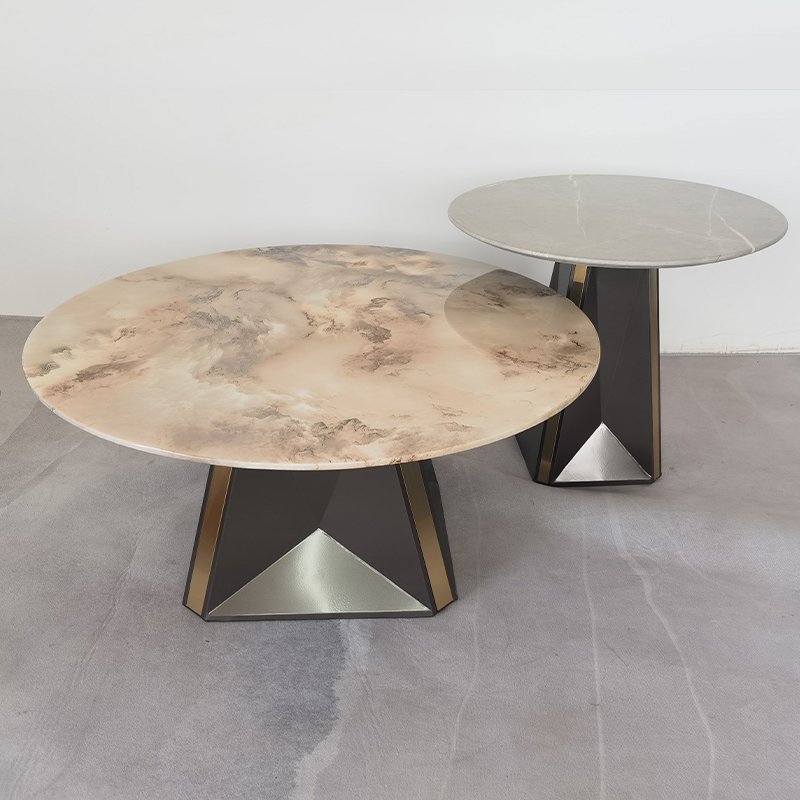 High-end light luxury elegant home restaurant round marble dining table