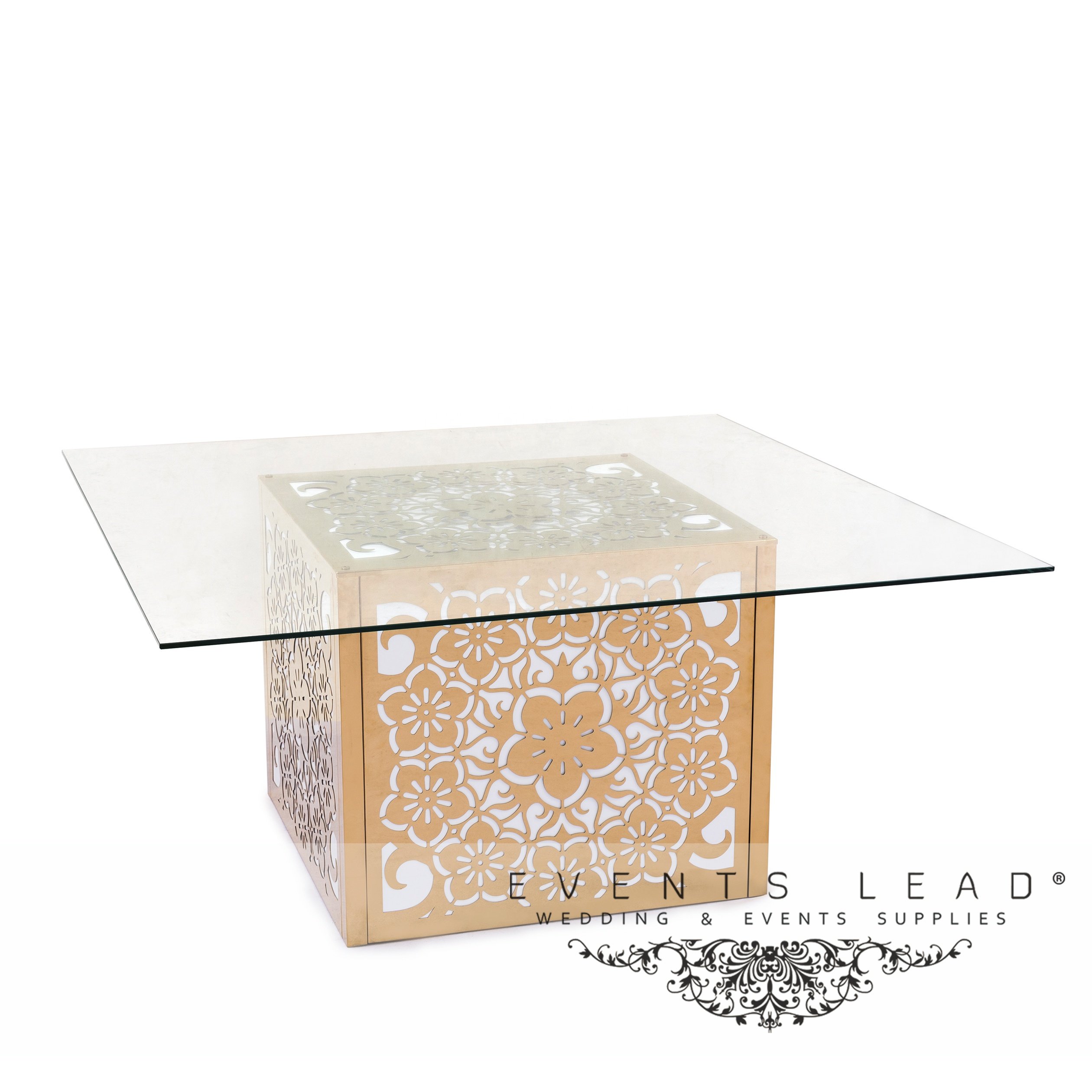 Hot Sale Delicate Pattern golden Stainless Steel HYACINTH Led Wedding Table