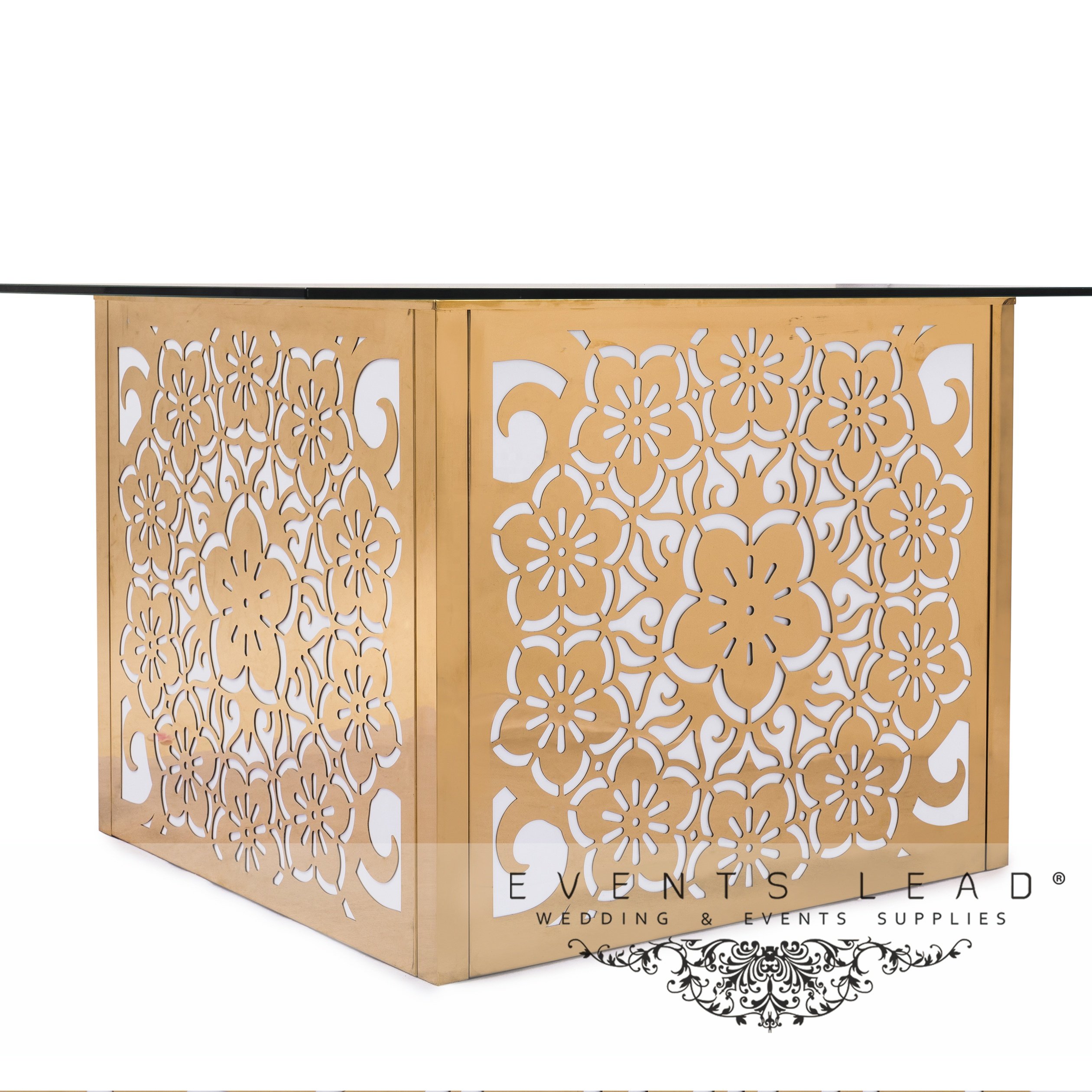 Hot Sale Delicate Pattern golden Stainless Steel HYACINTH Led Wedding Table