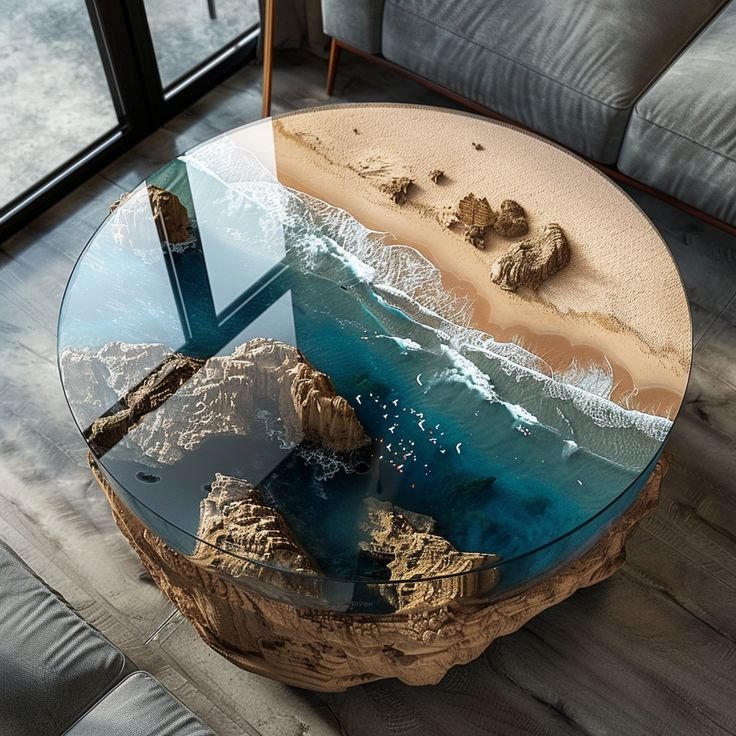 New design dining room furnitures solid River Dining Resin table for living room restaurant villa with beautiful design