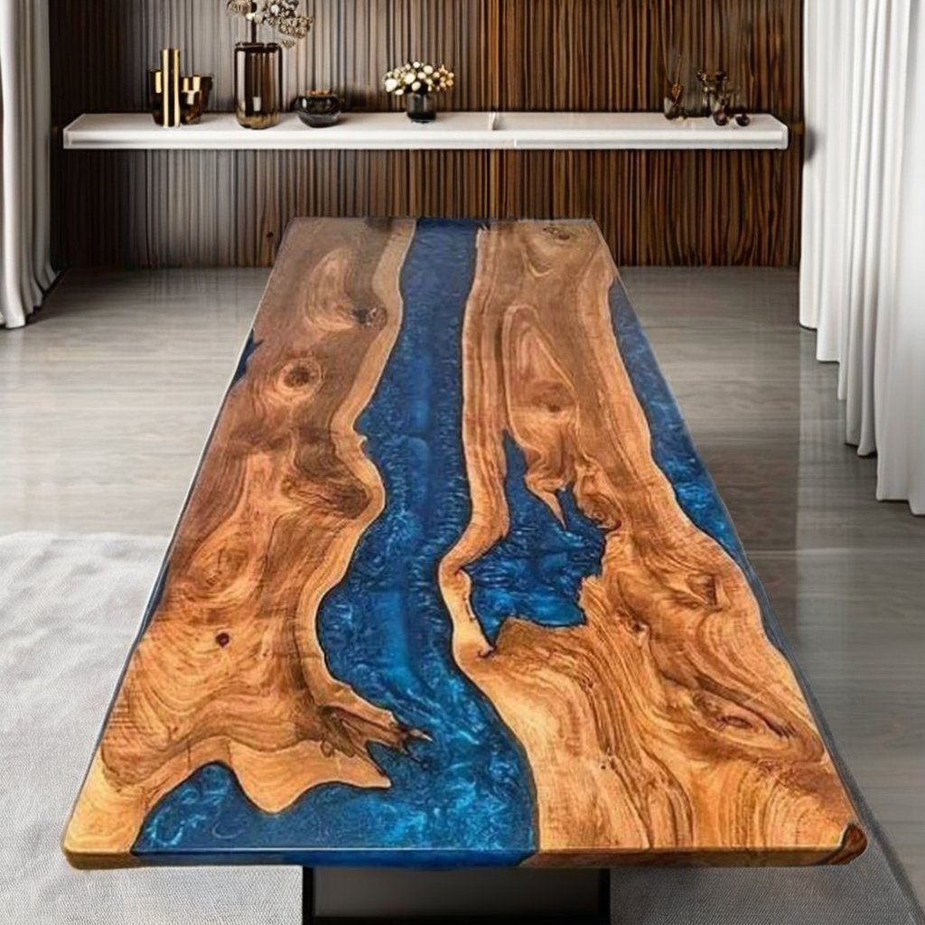 New design dining room furnitures solid River Dining Resin table for living room restaurant villa with beautiful design