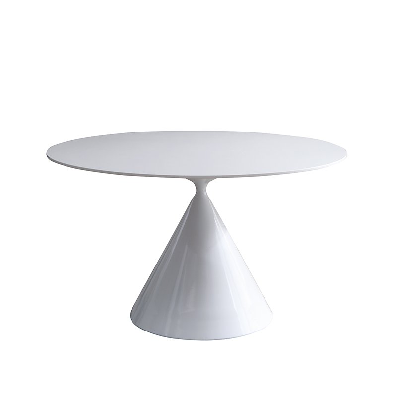 Modern French Cream round Dining Table with Small Waist Design Metal Rock Plate Leg for Home or Bar Use