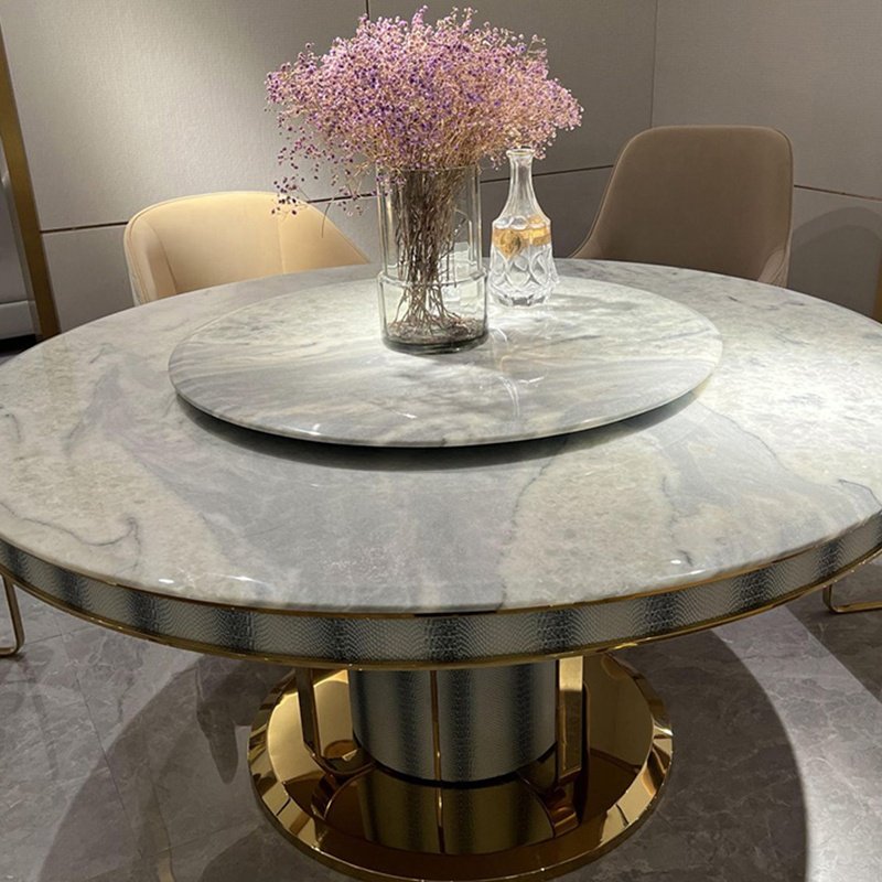 Dining Table Home Furniture Round Marble Luxurious Modern for Kitchen or Dining Room Elegant Carton 1 Piece Natural Mable Top