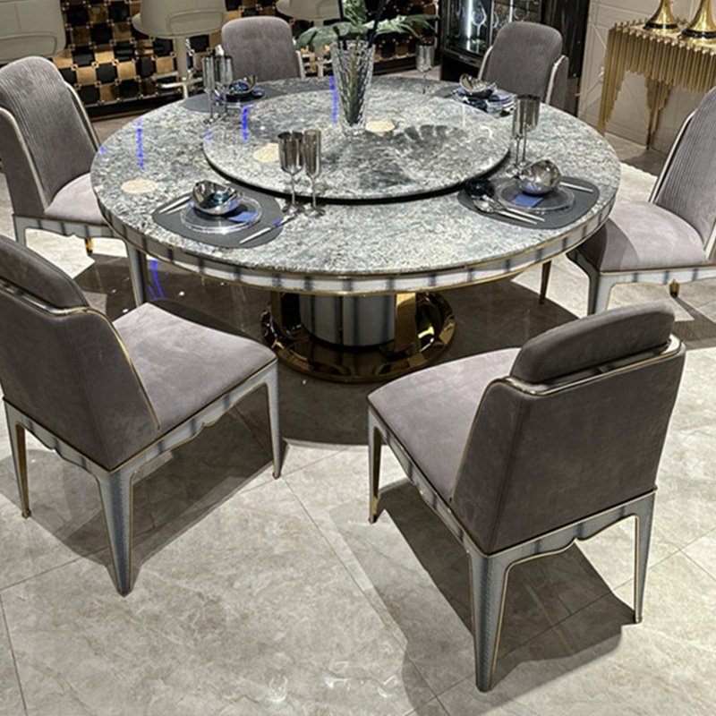 Dining Table Home Furniture Round Marble Luxurious Modern for Kitchen or Dining Room Elegant Carton 1 Piece Natural Mable Top