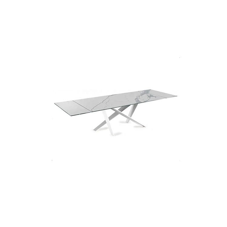 6 seater white ceramic extendable dining room table and chairs
