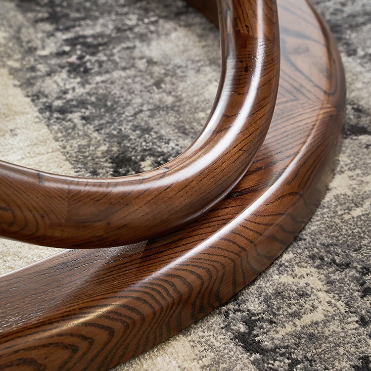 Art Design Minimalist Unique Circle Base 4 Seat Dining Room Set Solid Wood Top Round Wood Dining Table
