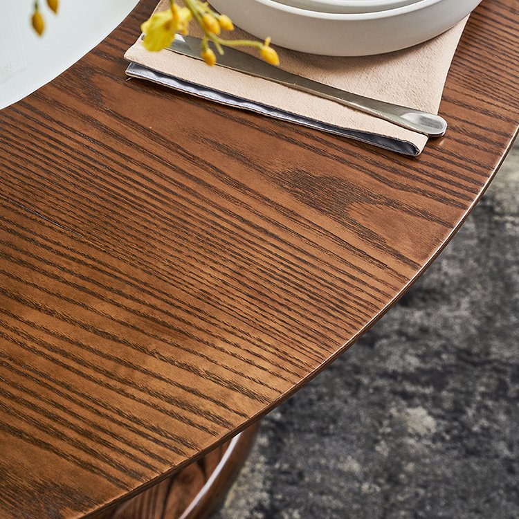 Art Design Minimalist Unique Circle Base 4 Seat Dining Room Set Solid Wood Top Round Wood Dining Table