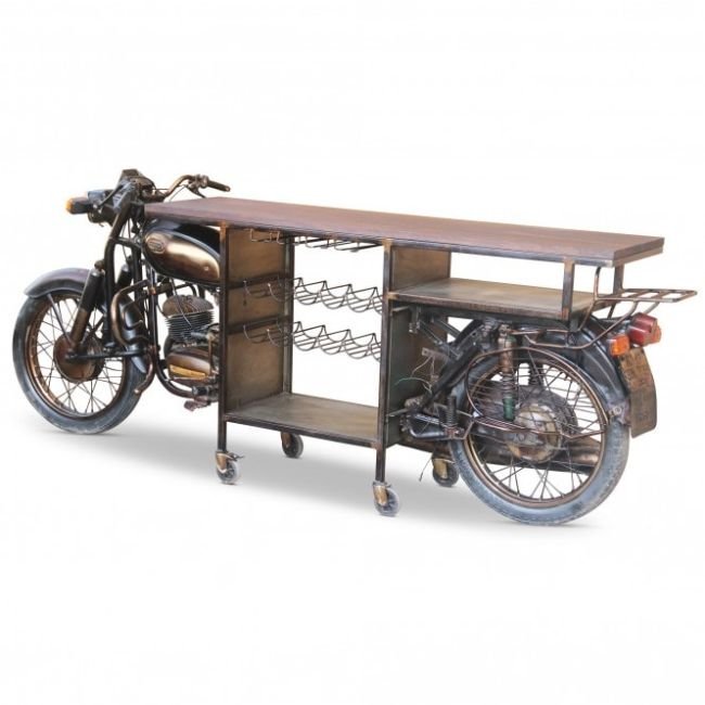 Antique Tuk Tuk Bar Table Industrial & Vintage Iron Metal with Solid Indian Wood for Home Hotel or Bedroom Furniture