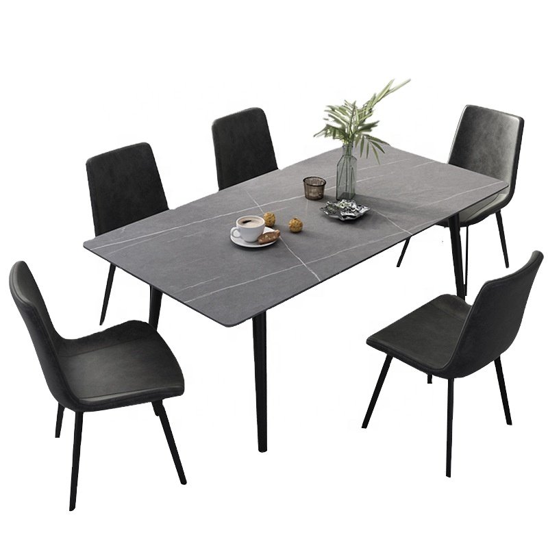 Factory wholesale rockboard table small family Italian light luxury dining chair industrial wind table marble table rectangular