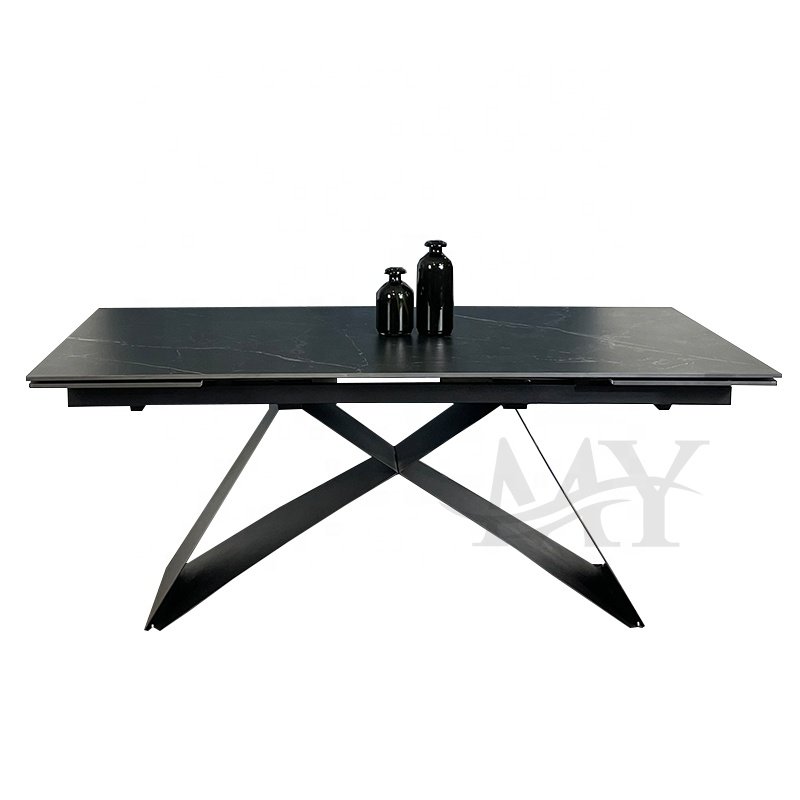 High Standard Home Furniture Nordic Ceramic Classic Dining Table Iron Metal base Luxury Dining Table Set