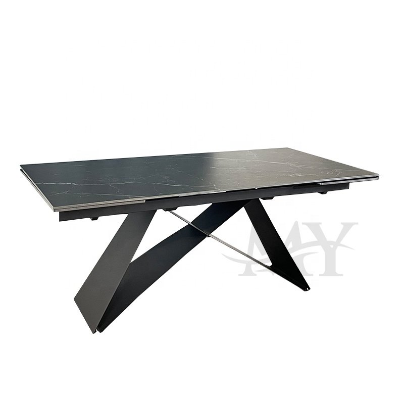 High Standard Home Furniture Nordic Ceramic Classic Dining Table Iron Metal base Luxury Dining Table Set