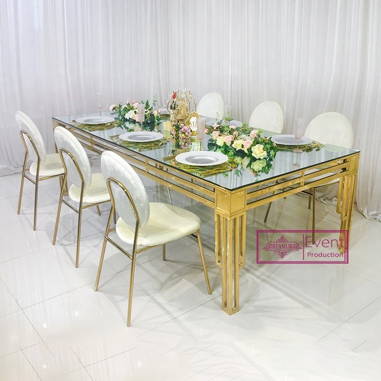 Modern Stainless Steel Hotel Furniture Dining Table For Wedding Events Suppliers