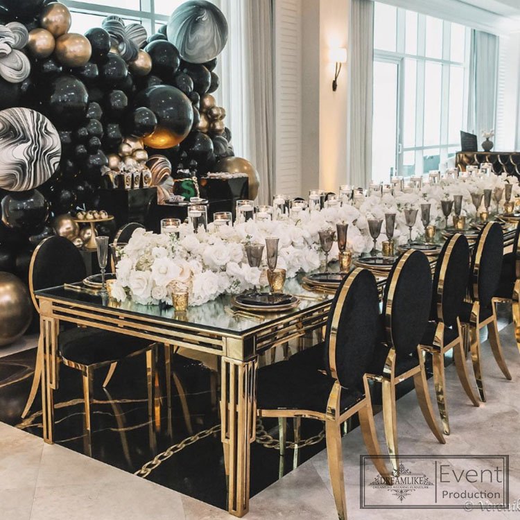 Modern Stainless Steel Hotel Furniture Dining Table For Wedding Events Suppliers