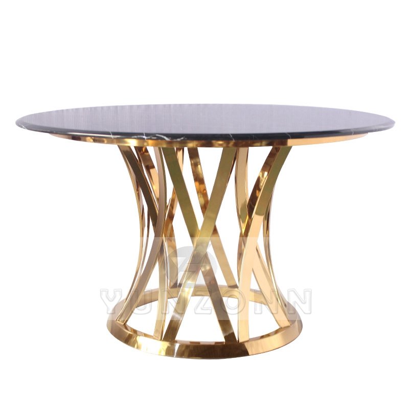 Classic Modern round Dining Table with Heavy Base Tempered Glass & Marble for Outdoor Use in Kitchen Living Room Family Hotel