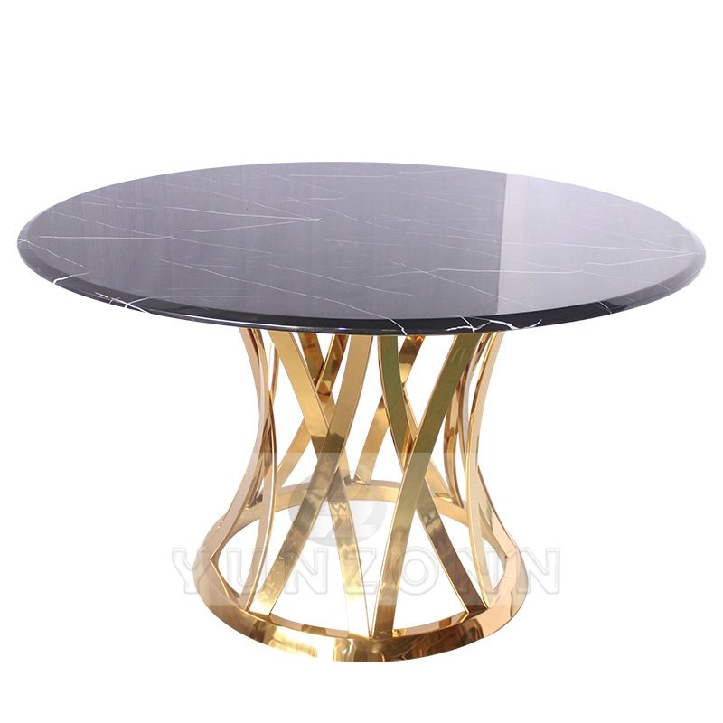 Classic Modern round Dining Table with Heavy Base Tempered Glass & Marble for Outdoor Use in Kitchen Living Room Family Hotel
