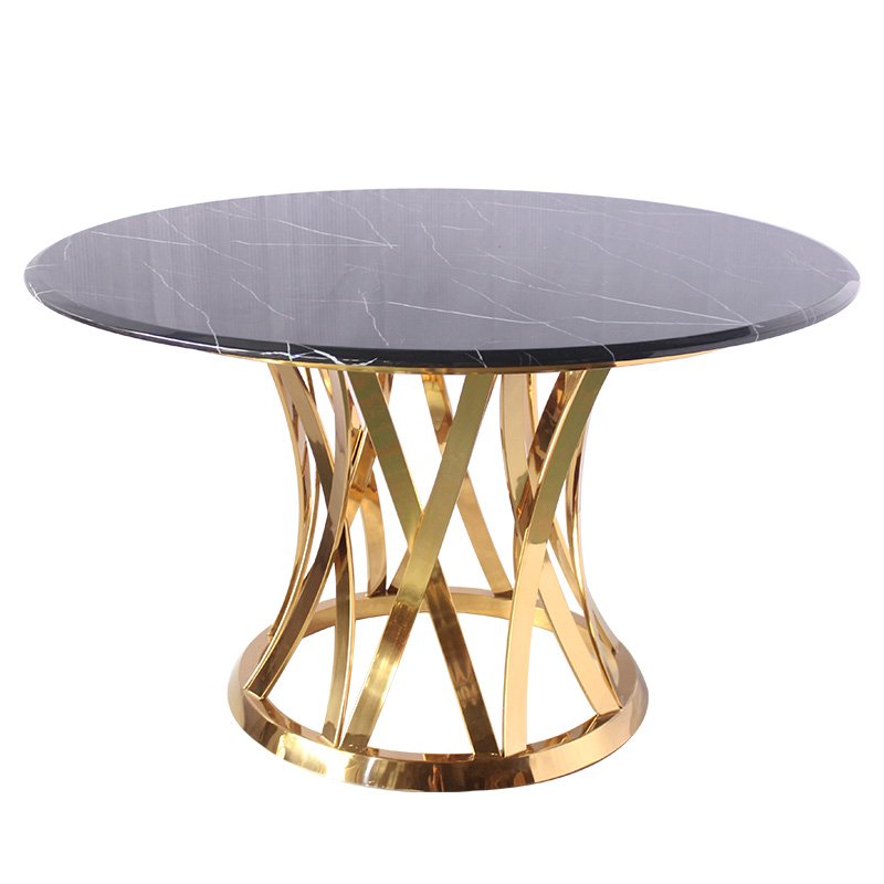 Classic Modern round Dining Table with Heavy Base Tempered Glass & Marble for Outdoor Use in Kitchen Living Room Family Hotel