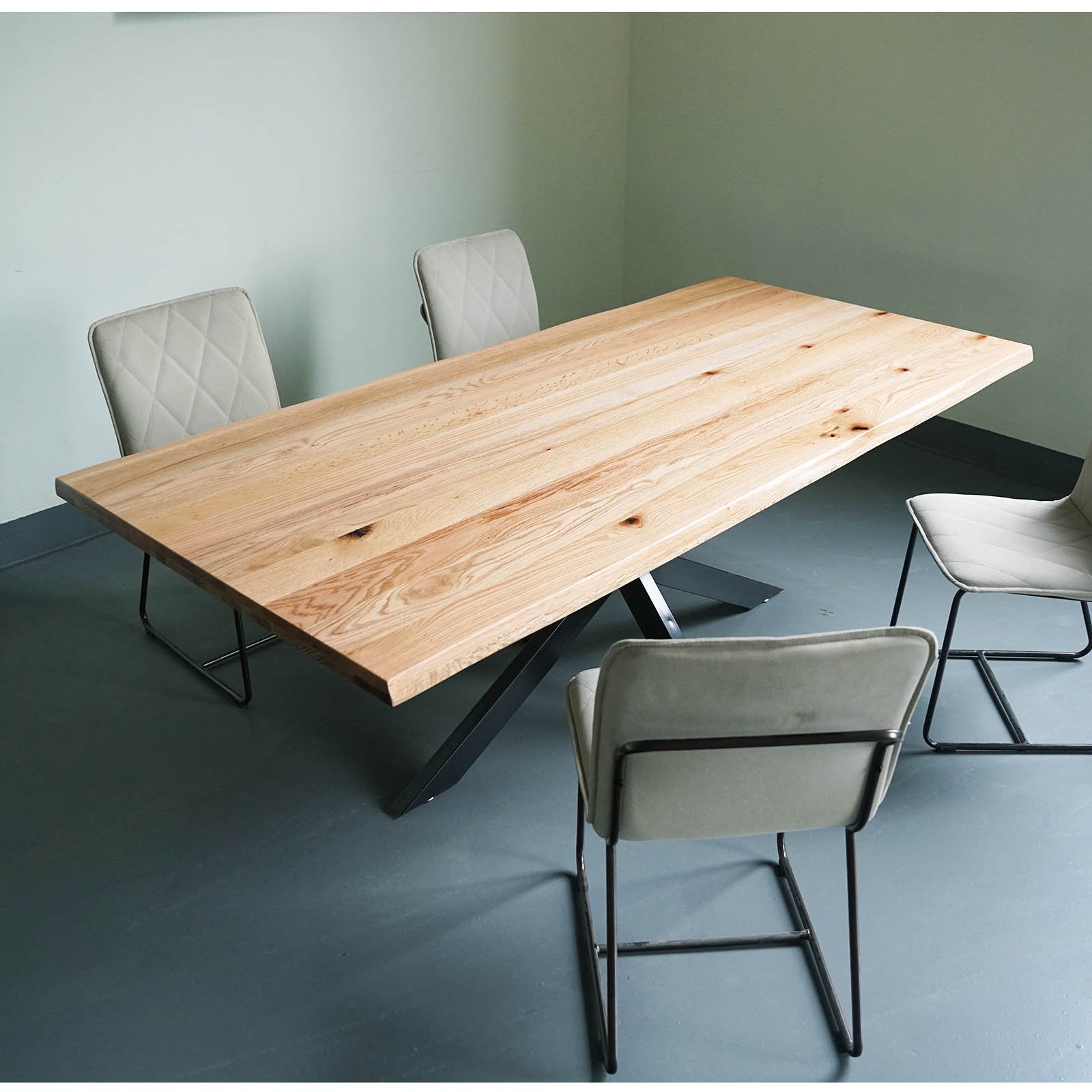 Modern Large Dining Table Set Contemporary Style Solid Wood Top for Apartment Home Bar Restaurant