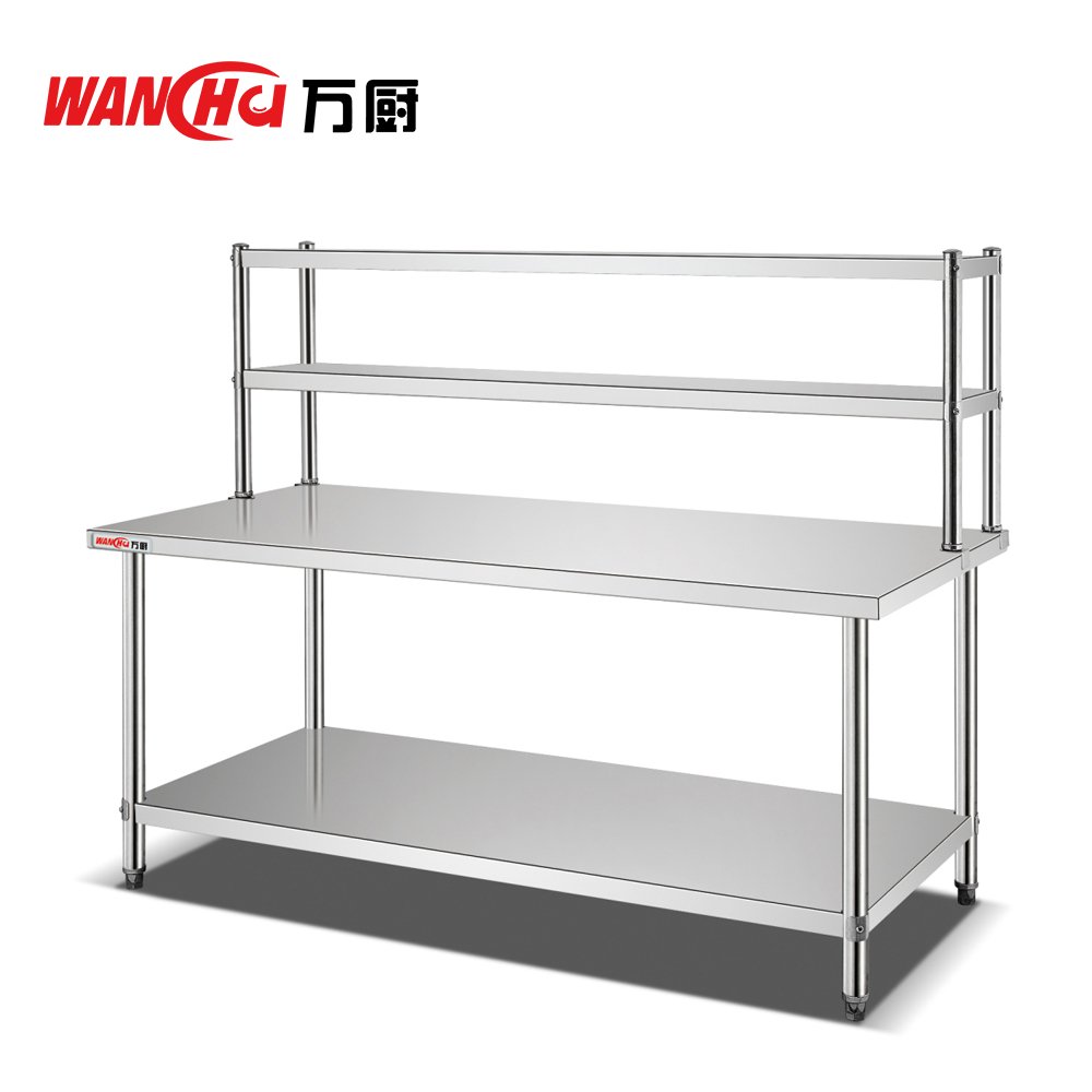 Commercial 2-Layer Stainless Steel Work Table Restaurant Hotel Kitchen Industrial Food Prep Working Bench Silver Dining Tables