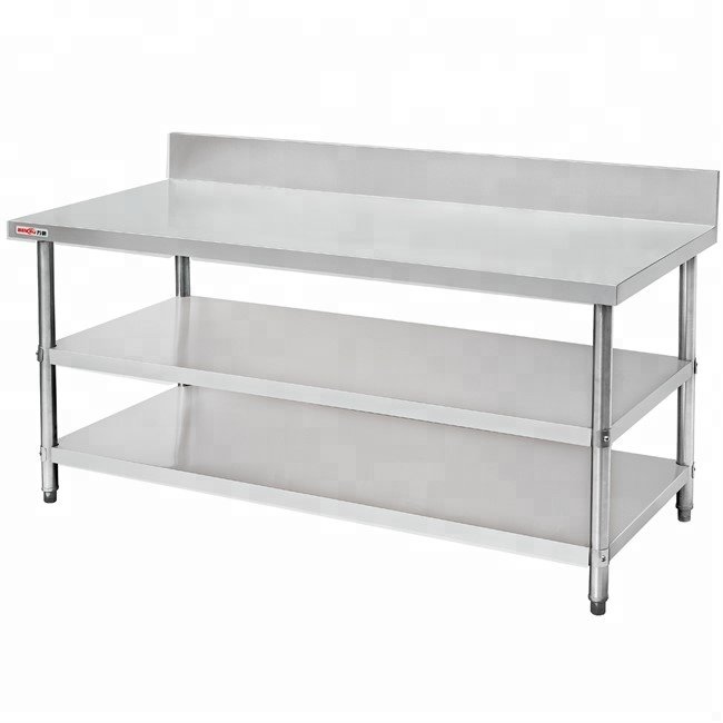 Commercial 2-Layer Stainless Steel Work Table Restaurant Hotel Kitchen Industrial Food Prep Working Bench Silver Dining Tables
