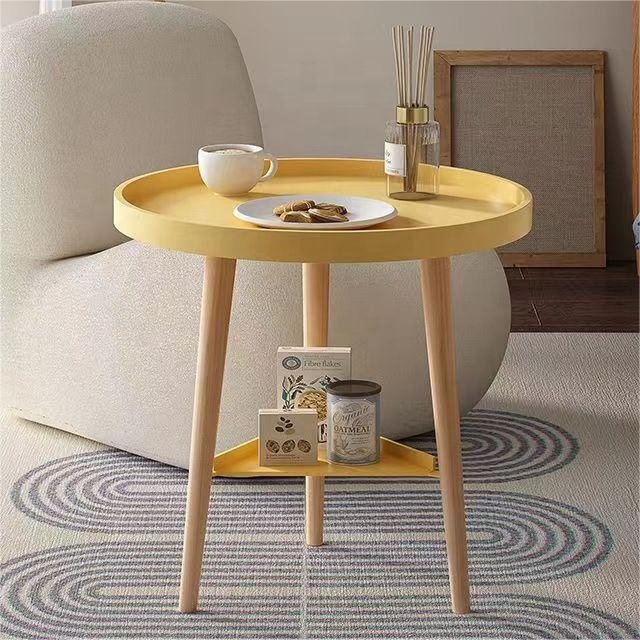 2023 best-selling sofa side few solid wood small round table balcony sofa restaurant household simple small end table