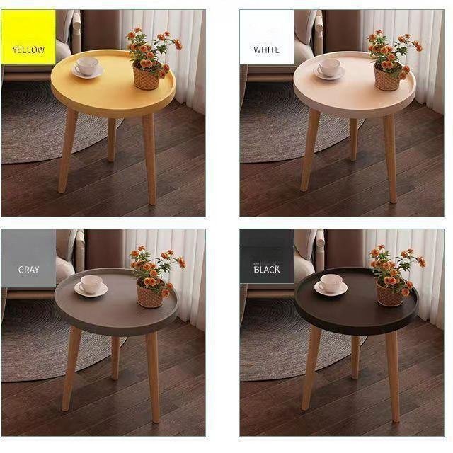 2023 best-selling sofa side few solid wood small round table balcony sofa restaurant household simple small end table