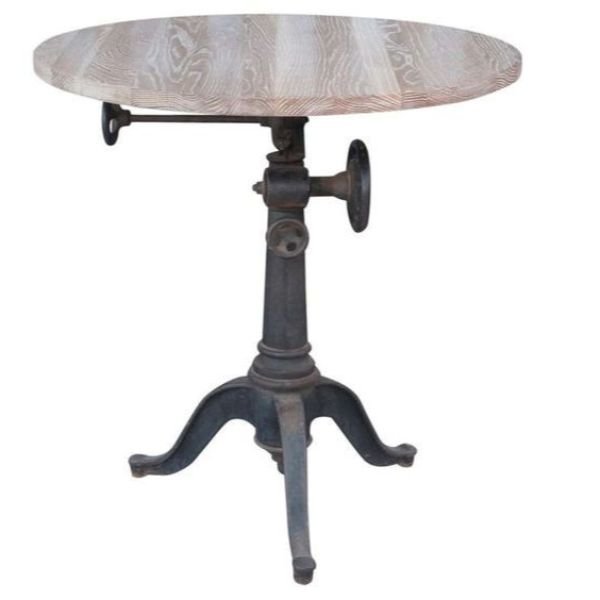 Antique Industrial Vintage Dining Room Furniture Adjustable Height Cafe Dining Table Made Modern Design Indian Cast Iron Wood