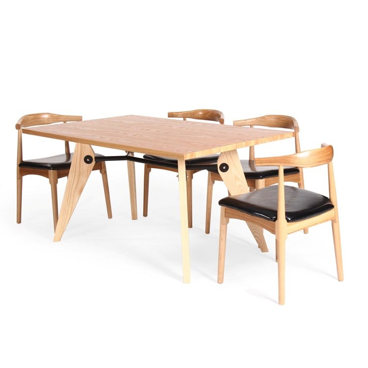 Modern Nordic style dining room furniture solid wood rectangular 6 seater dining table