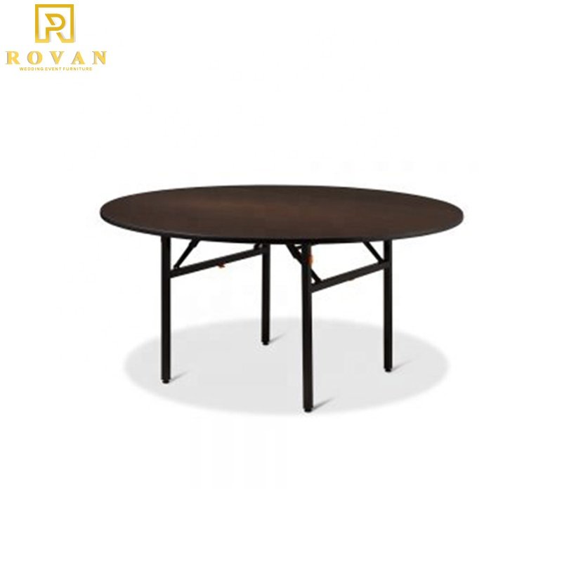Wholesale round foldable fireproof board banquet tables folding dining table with wheel for wedding and event