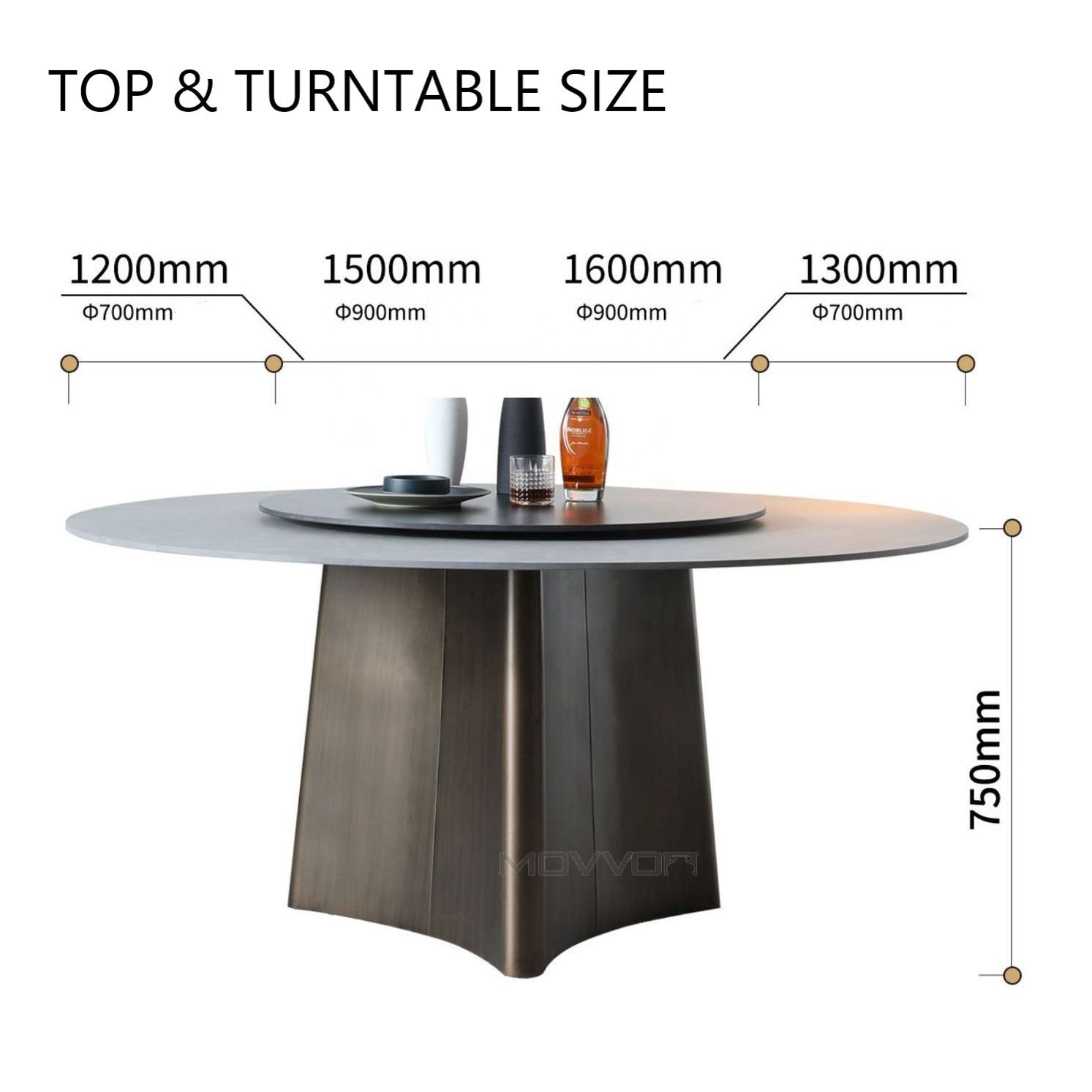 Brushed bronze stainless steel luxury ceramic top round dinning tables 6 chairs furniture dining room