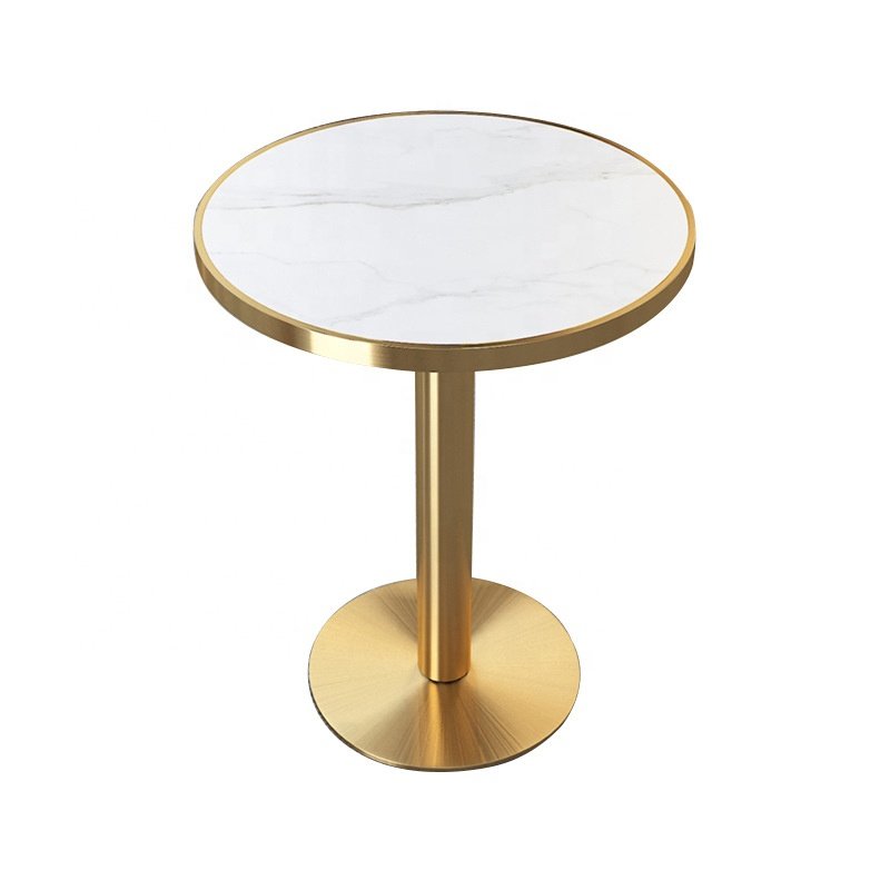 White or black square marble top coffee center table with table legs metal gold aluminum table edging trim for sale