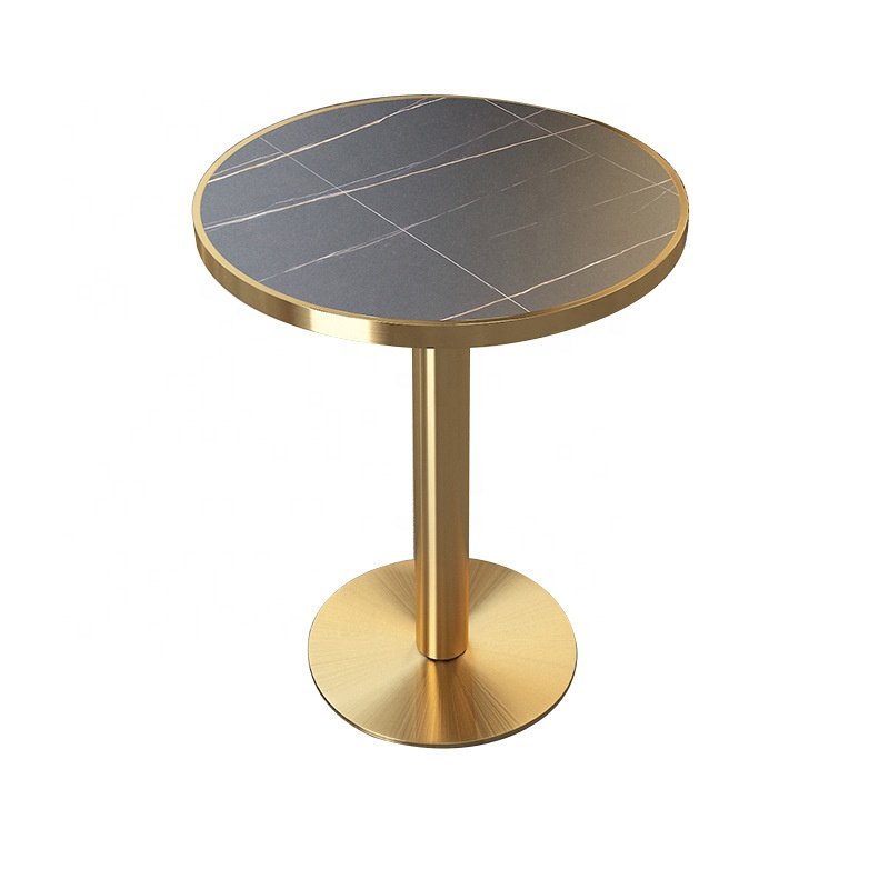 White or black square marble top coffee center table with table legs metal gold aluminum table edging trim for sale