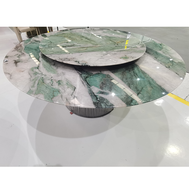 KINGS-WING Baida Emerald Modern Marble Round Rotate Custom Natural Marble Custom Dining Table Wholesale Furniture Living room