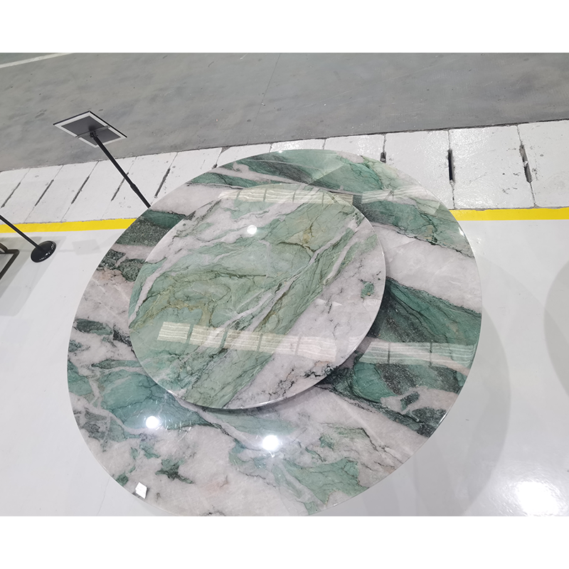 KINGS-WING Baida Emerald Modern Marble Round Rotate Custom Natural Marble Custom Dining Table Wholesale Furniture Living room
