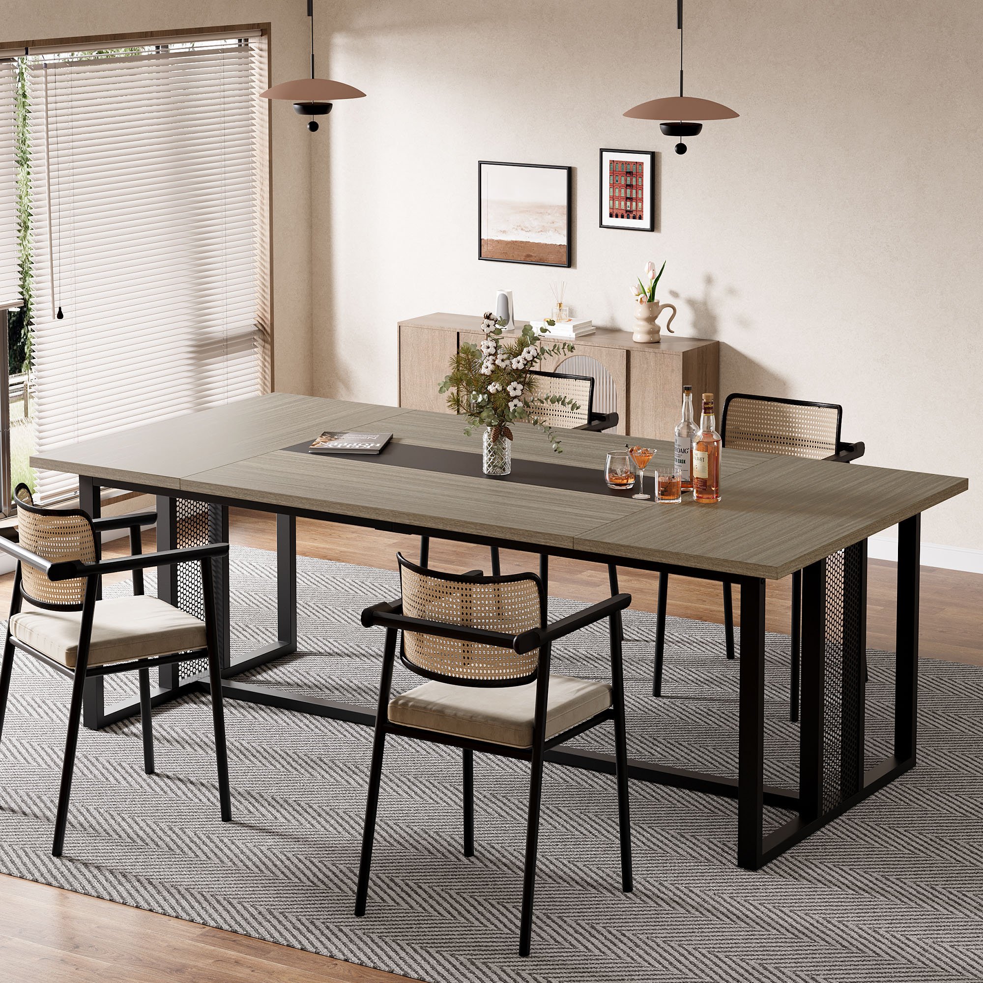 Tribesigns High Quality Durable Wooden Top Dining Table 76.77" Farmhouse Dining Table Kitchen & Dining Room Furniture