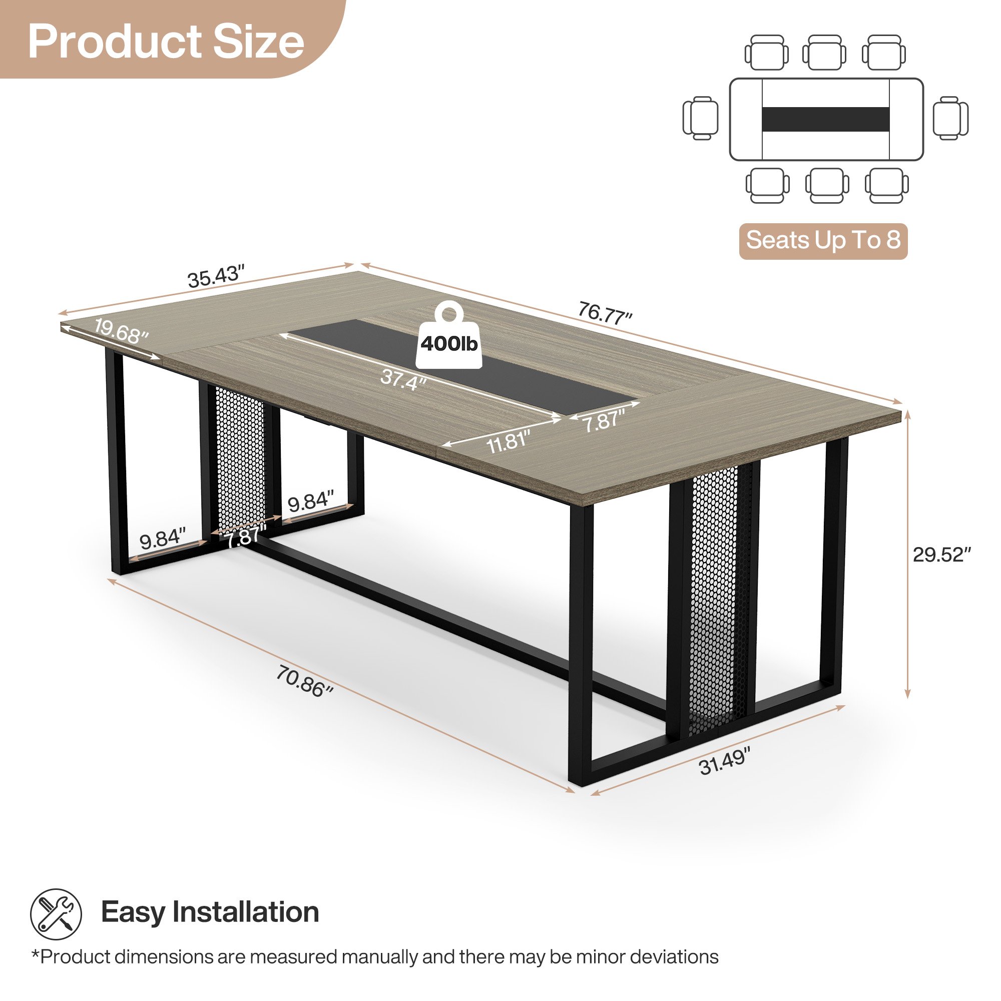 Tribesigns High Quality Durable Wooden Top Dining Table 76.77" Farmhouse Dining Table Kitchen & Dining Room Furniture