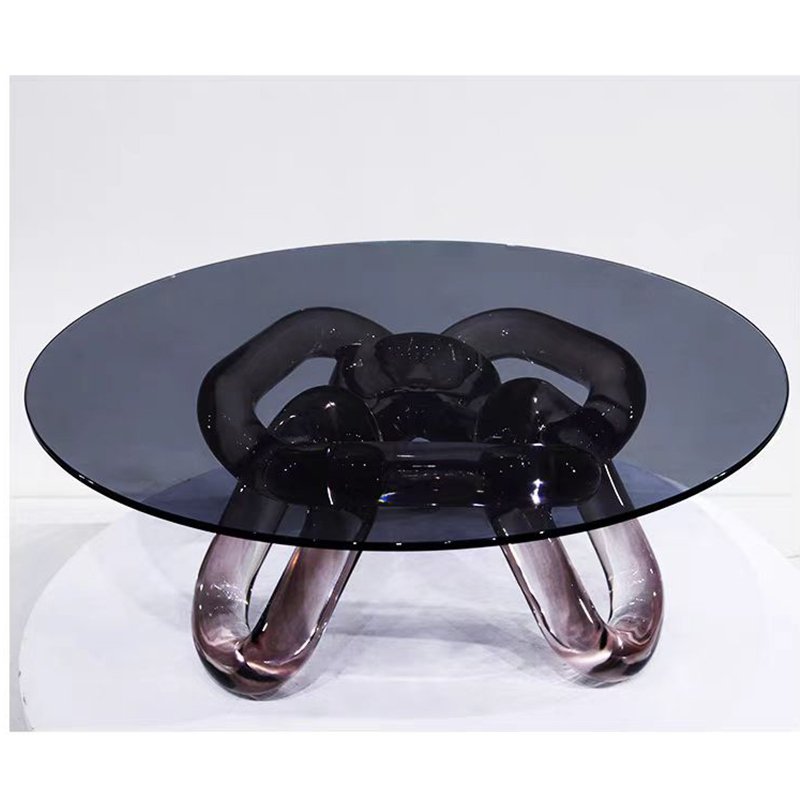 Luxury Circle Dinning Room Table Set Glass Negotiation Table Design Coffee Table