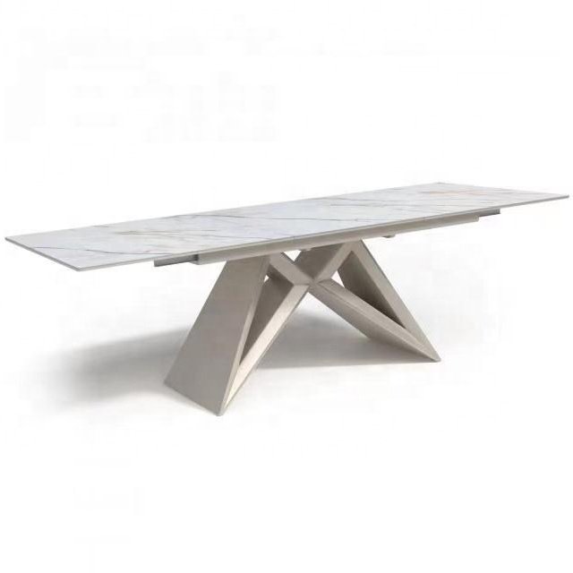 Adjustable Big Size New Extendable Ceramic Glass Dining Table For Hotel
