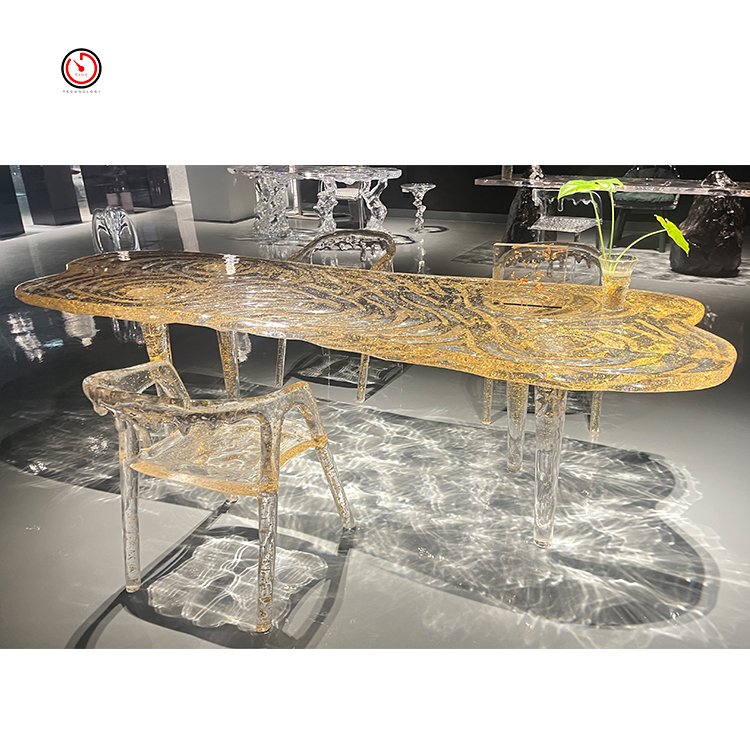 TT Factory wholesale premium embedded 24k gold powder luxury high-end OEM customized executive acrylic office table