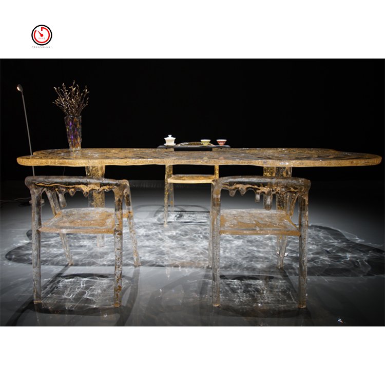 TT Factory wholesale premium embedded 24k gold powder luxury high-end OEM customized executive acrylic office table