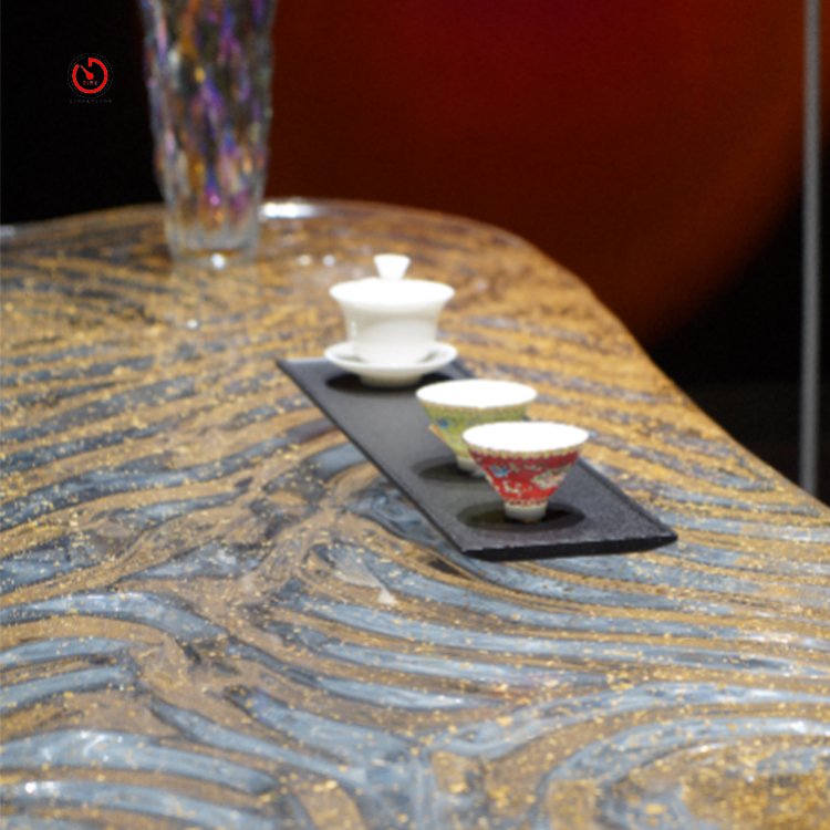 TT Factory wholesale premium embedded 24k gold powder luxury high-end OEM customized executive acrylic office table
