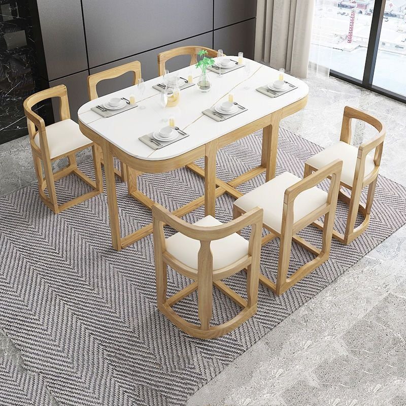 Modern Home Furniture Marble Dining Table And Chair Set Household Small Apartment Dining Table Modern Minimalist 6 In 1