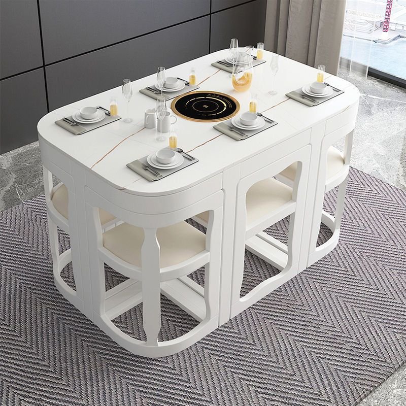 Modern Home Furniture Marble Dining Table And Chair Set Household Small Apartment Dining Table Modern Minimalist 6 In 1