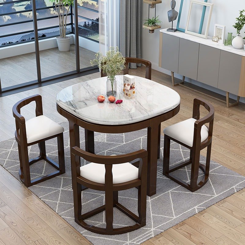 Modern Home Furniture Marble Dining Table And Chair Set Household Small Apartment Dining Table Modern Minimalist 6 In 1