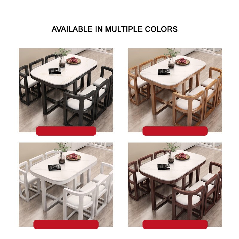 Modern Home Furniture Marble Dining Table And Chair Set Household Small Apartment Dining Table Modern Minimalist 6 In 1