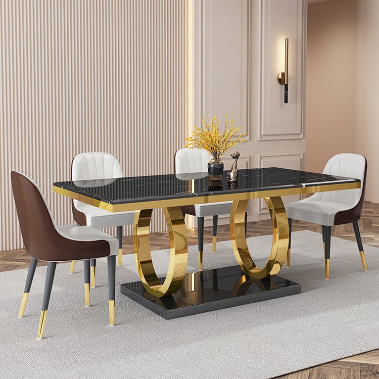 Modern Luxury Stainless Steel Marble Dining Table Marble Dining Table And Chair For Dining Room Restaurant Banquet Furniture