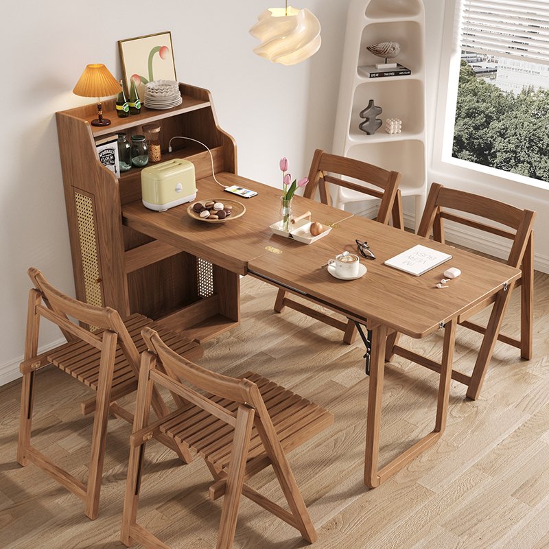 Nordic Multifunctional Storage Folding Mesa De Comedor Cabinet Modern Adjustable Dining Table Set Foldable Esstisch Wood Luxury