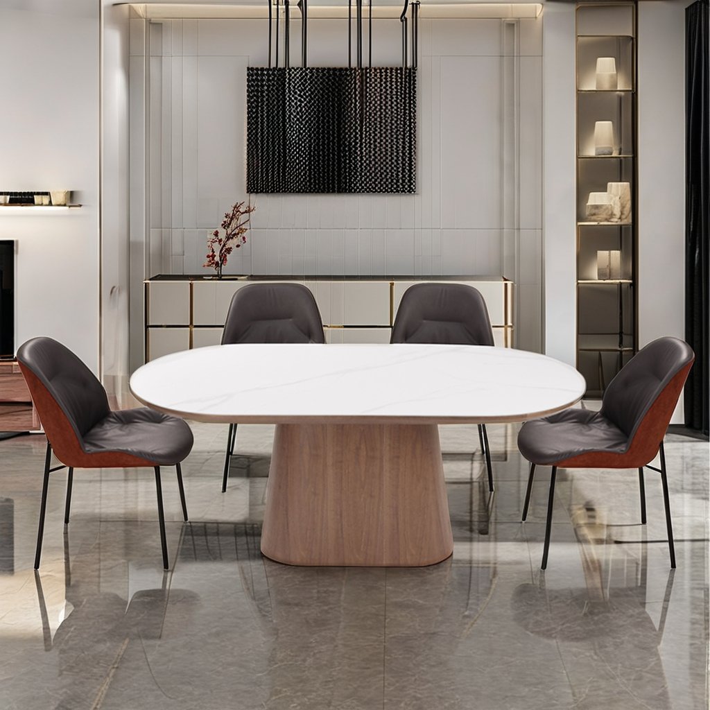 Modern Simple Design Ceramic Dining Set Table Two Folding Chairs Metal Adjustable for Home Kitchen Living Room Hotel Bar Use